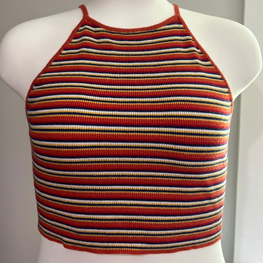 Knit striped high neck crop top forever 21 S